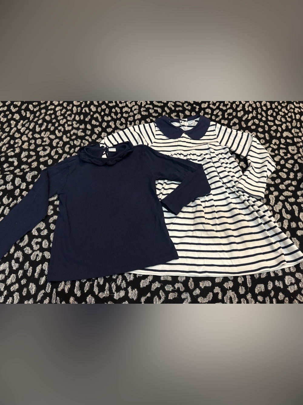 EdgeHill Collection Girls' Navy Long-Sleeve Top & Striped Dress Bundle (6)